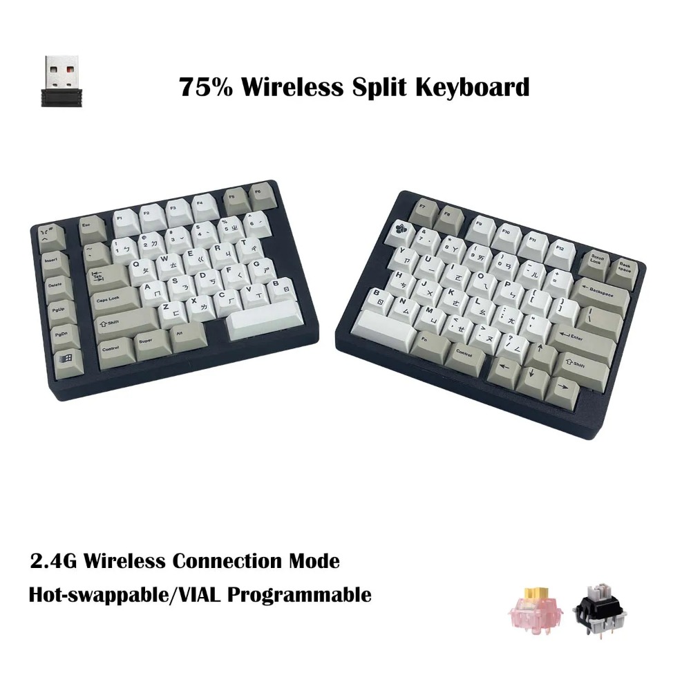 Tablet Accessories 3D Print - Clavier mécanique ergonomique WS75, sans fil,